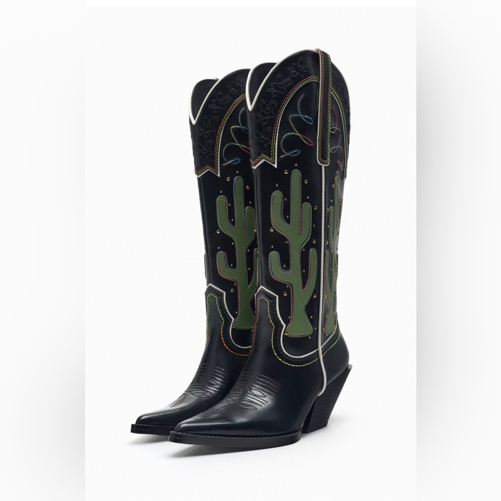 Zara black cowboy boots, NWT, size 8